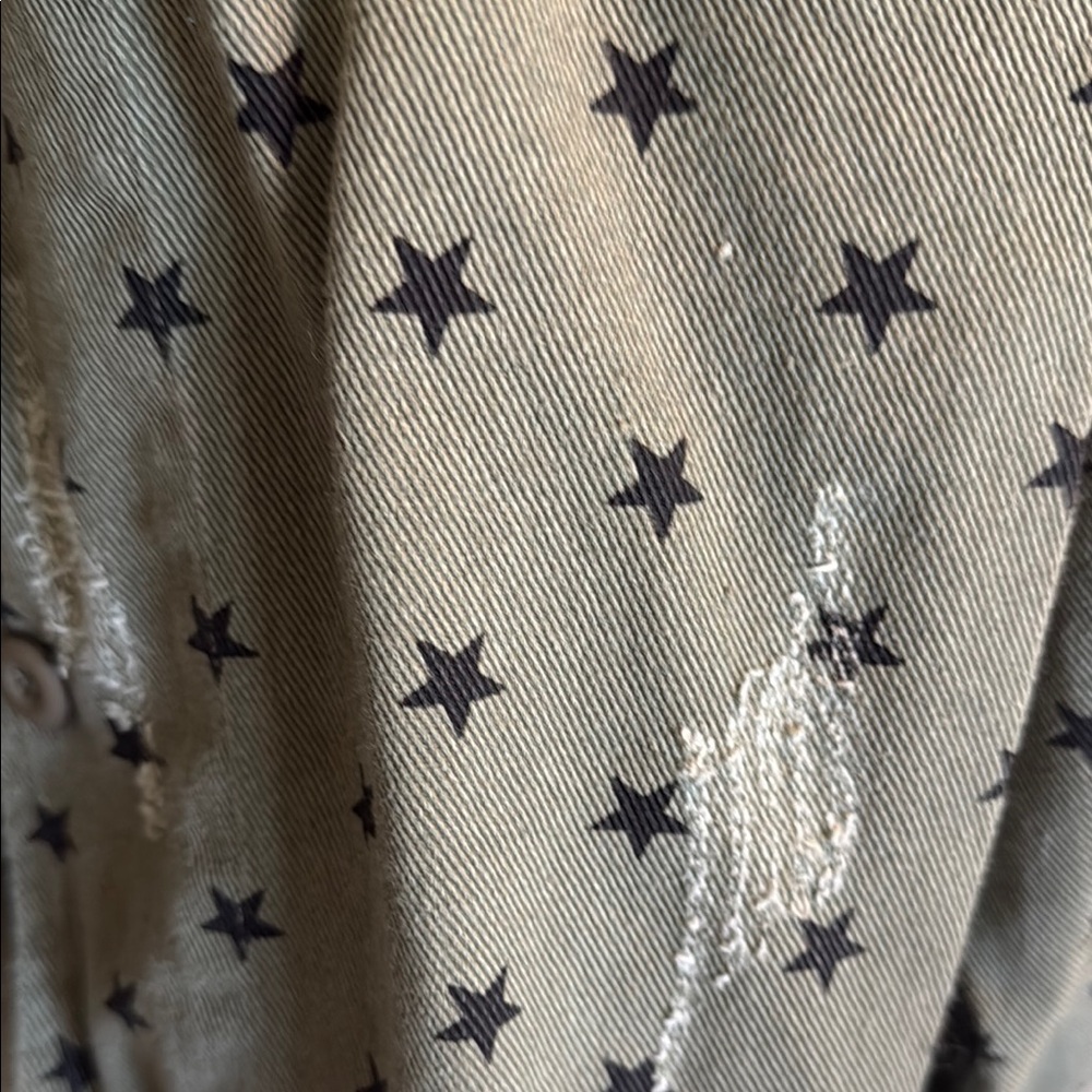 Jean-like Olive Star Patterned Jacket - Picture 2 of 7